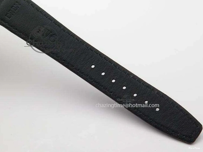 MIROTIME 0213 Chic Portuguese Tourbillon Power Reserve Moonphase SS White Dial Gold Numbers On Black Leather Strap 7319